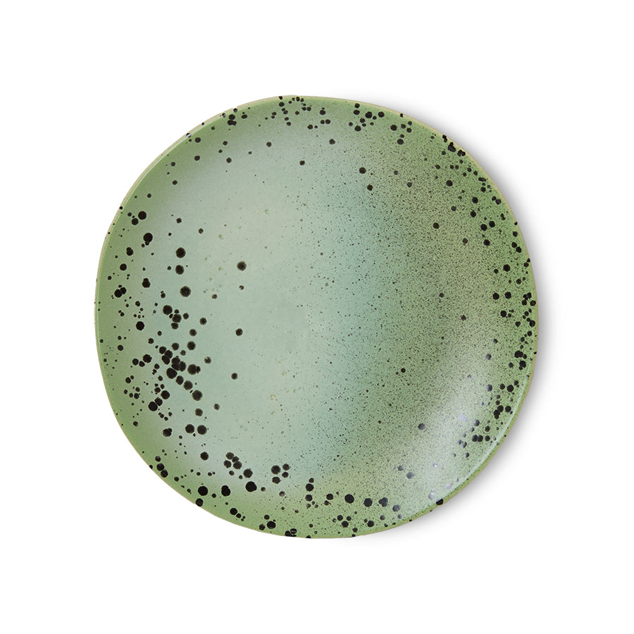 HKliving Teller Kuchenteller FLECK 70s ceramics hellgrün 2er Set | Ø22x2cm