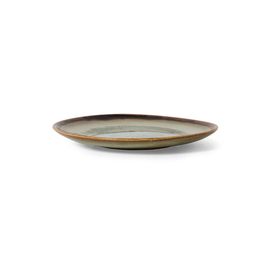HKliving Teller Kuchenteller CONTRAST 70s Ceramics bunt 2er Set | Ø17,5x2cm