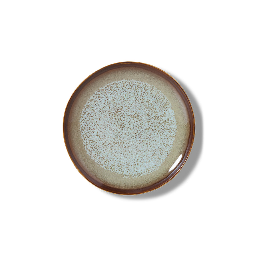 HKliving Teller Kuchenteller CONTRAST 70s Ceramics bunt 2er Set | Ø17,5x2cm