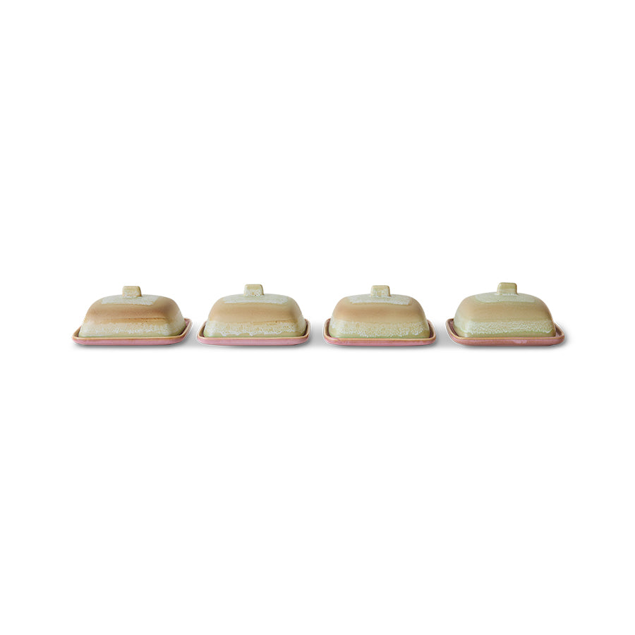 HKliving Butterdose SKYLINE 70s Ceramics bunt | 15,5x12x7,5cm