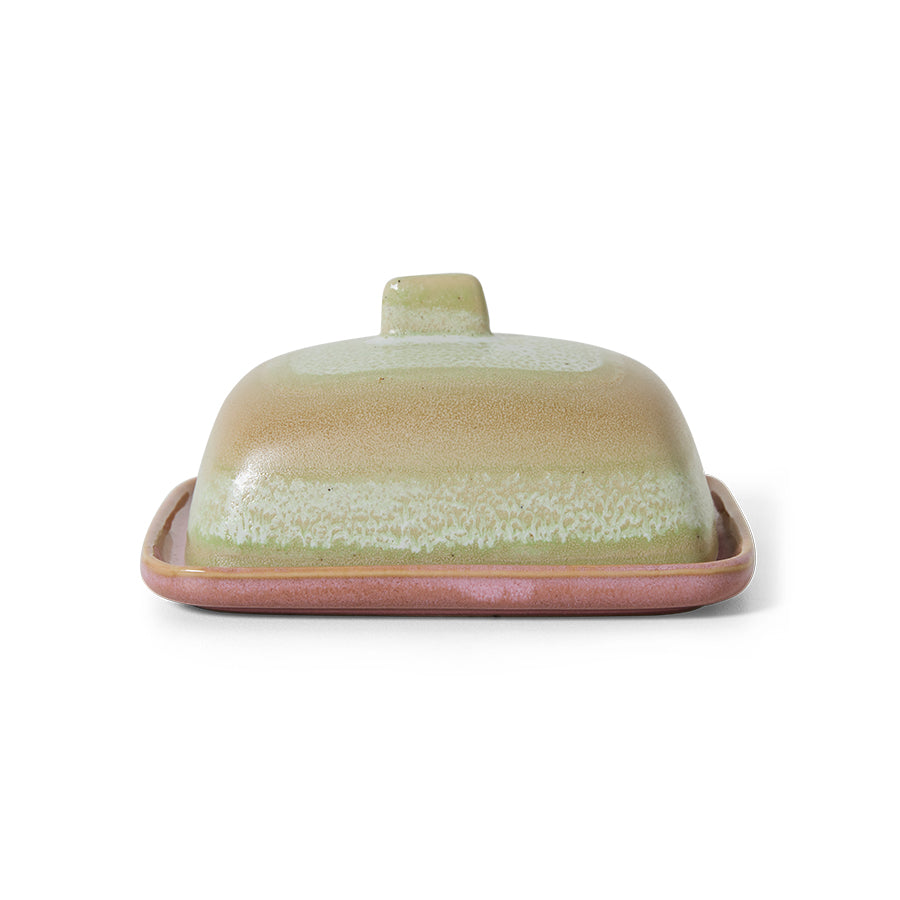 HKliving Butterdose SKYLINE 70s Ceramics bunt | 15,5x12x7,5cm