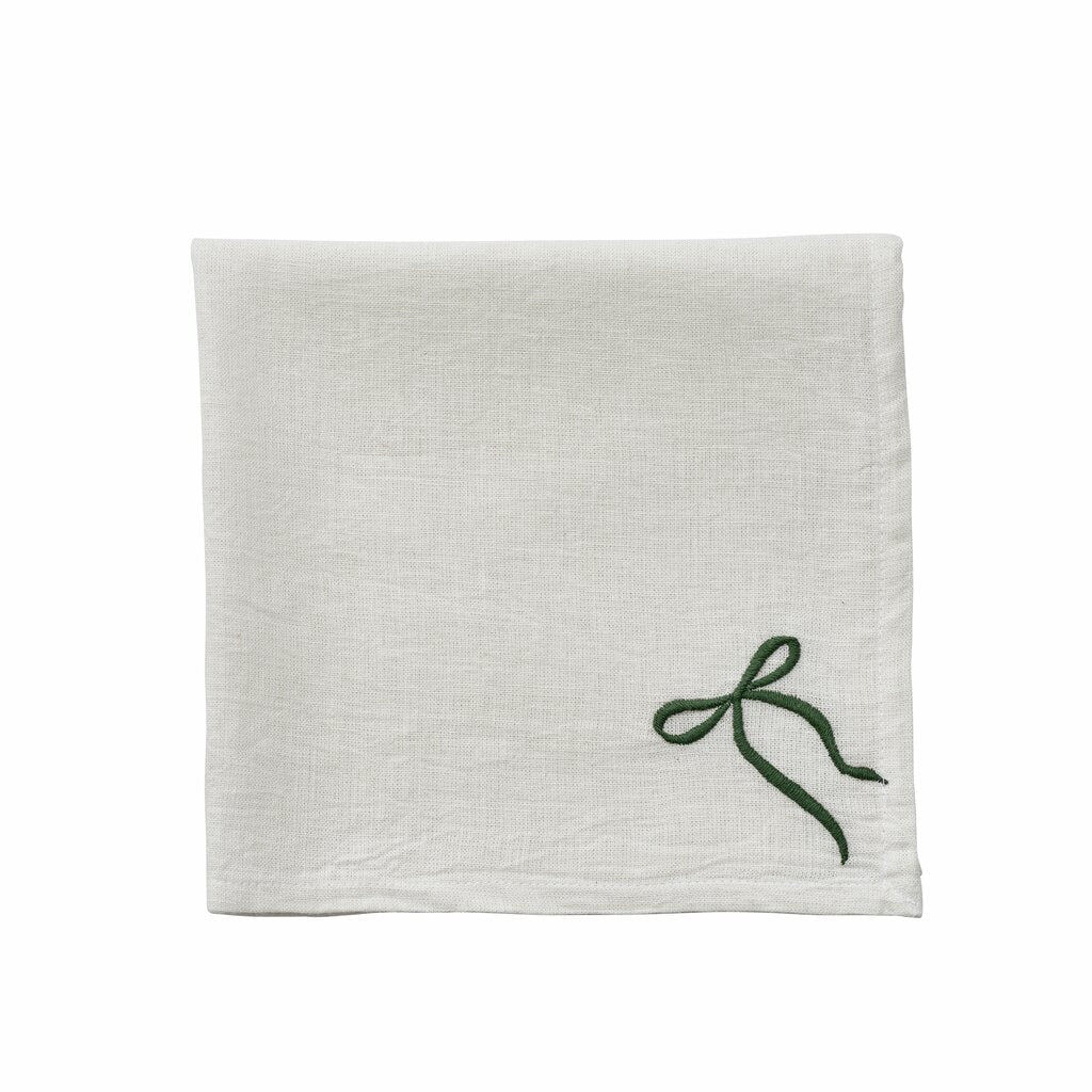 Lene Bjerre Serviette FIOLA BOW weiß grün | 45x45 cm - Sir Henrys