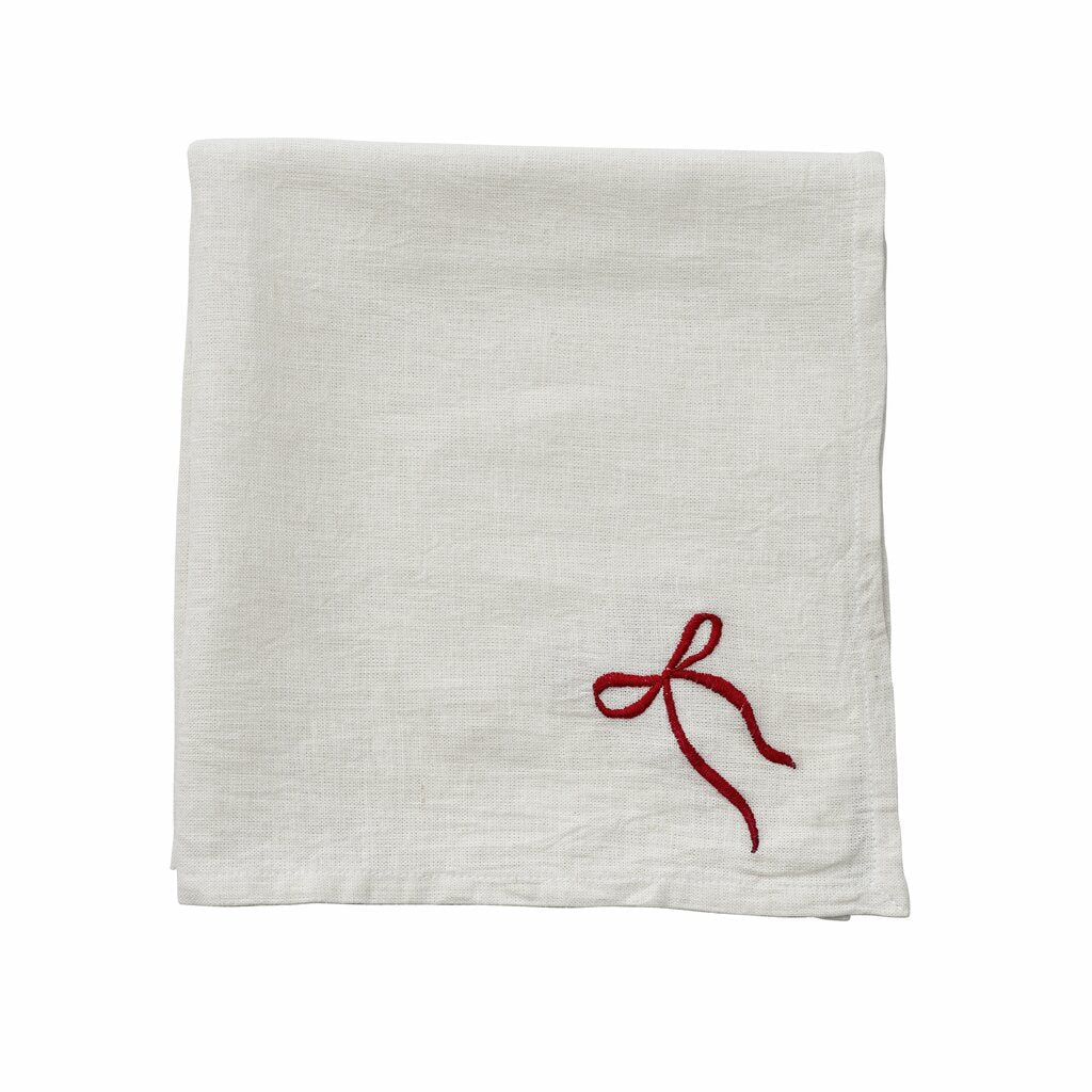 Lene Bjerre Serviette FIOLA BOW weiß rot | 45x45 cm - Sir Henrys