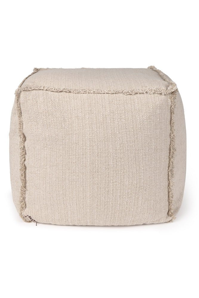 Lorena Canals Handgewebter Pouf Beige | 45x45cm - Sir Henrys