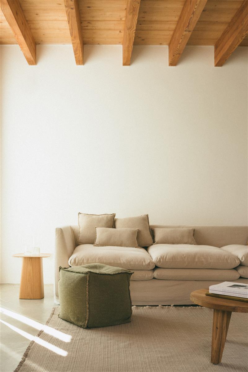 Lorena Canals Handgewebter Pouf Kaki | 45x45cm - Sir Henrys