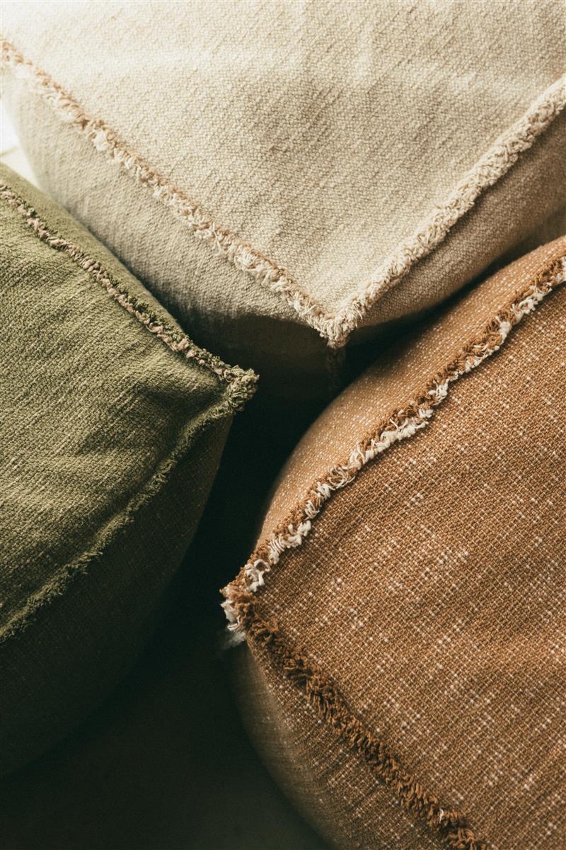 Lorena Canals Handgewebter Pouf Kaki | 45x45cm - Sir Henrys