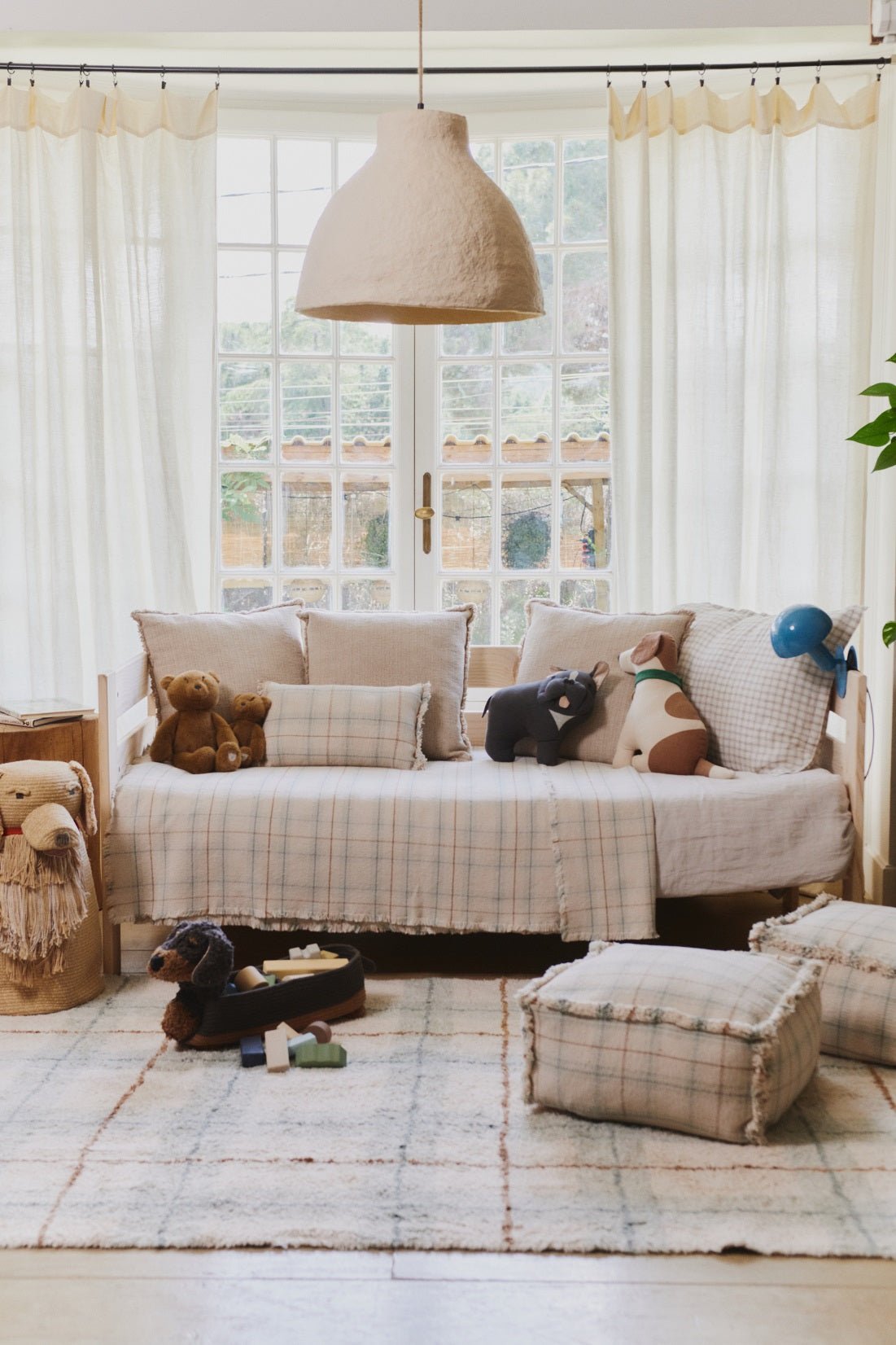 Lorena Canals Handweb - Kinderbettwurf TARTAN Blau Salbei | 140x200cm - Sir Henrys