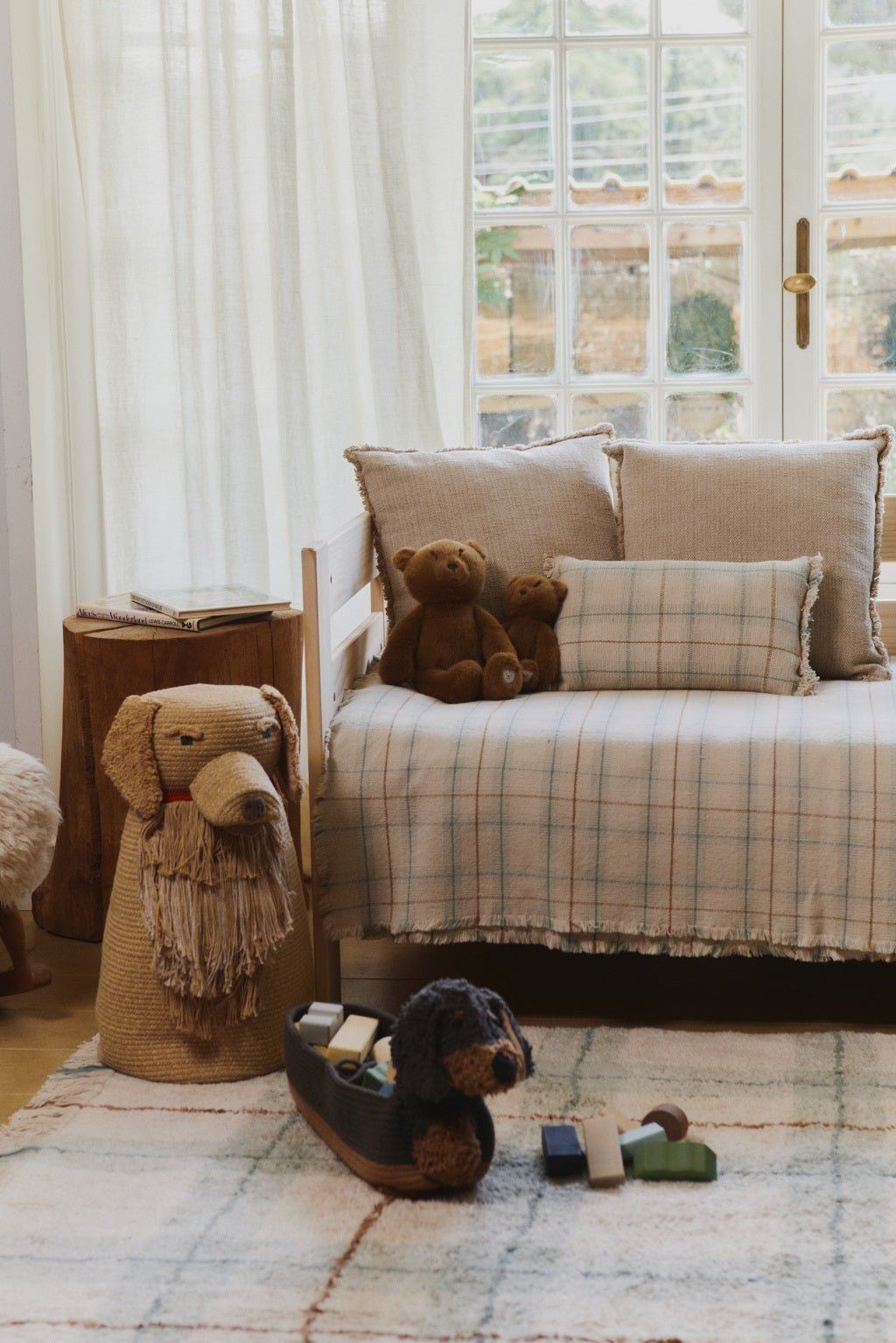Lorena Canals Handweb - Kinderbettwurf TARTAN Blau Salbei | 140x200cm - Sir Henrys