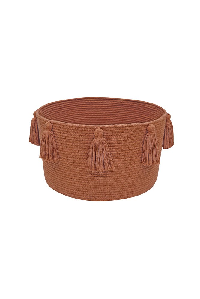 Lorena Canals Korb NEW TASSELS chestnut | 40x40cm - Sir Henrys