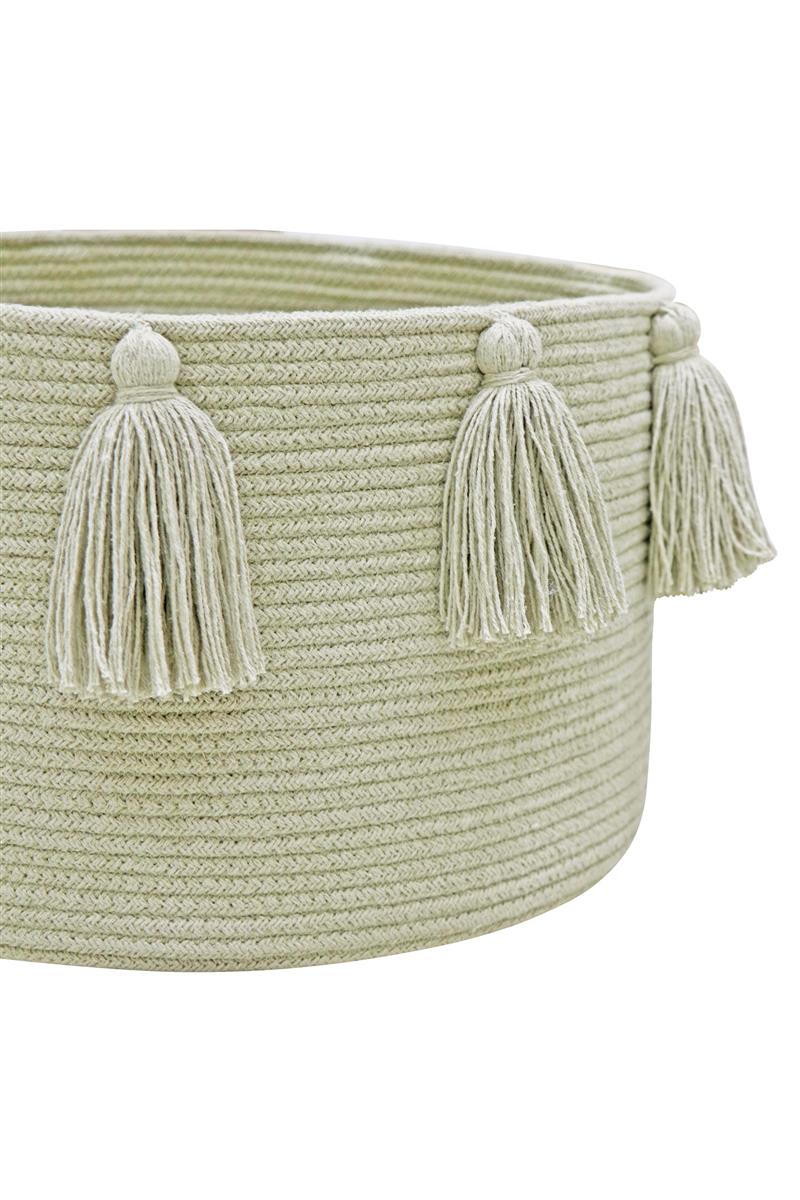 Lorena Canals Korb NEW TASSELS olive | 40x40cm - Sir Henrys