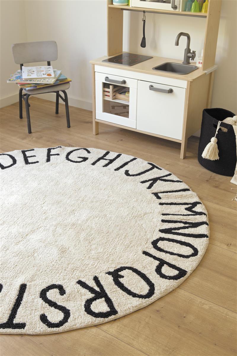 Lorena Canals Pouf ABC Natur - Schwarz | 70x70cm - Sir Henrys