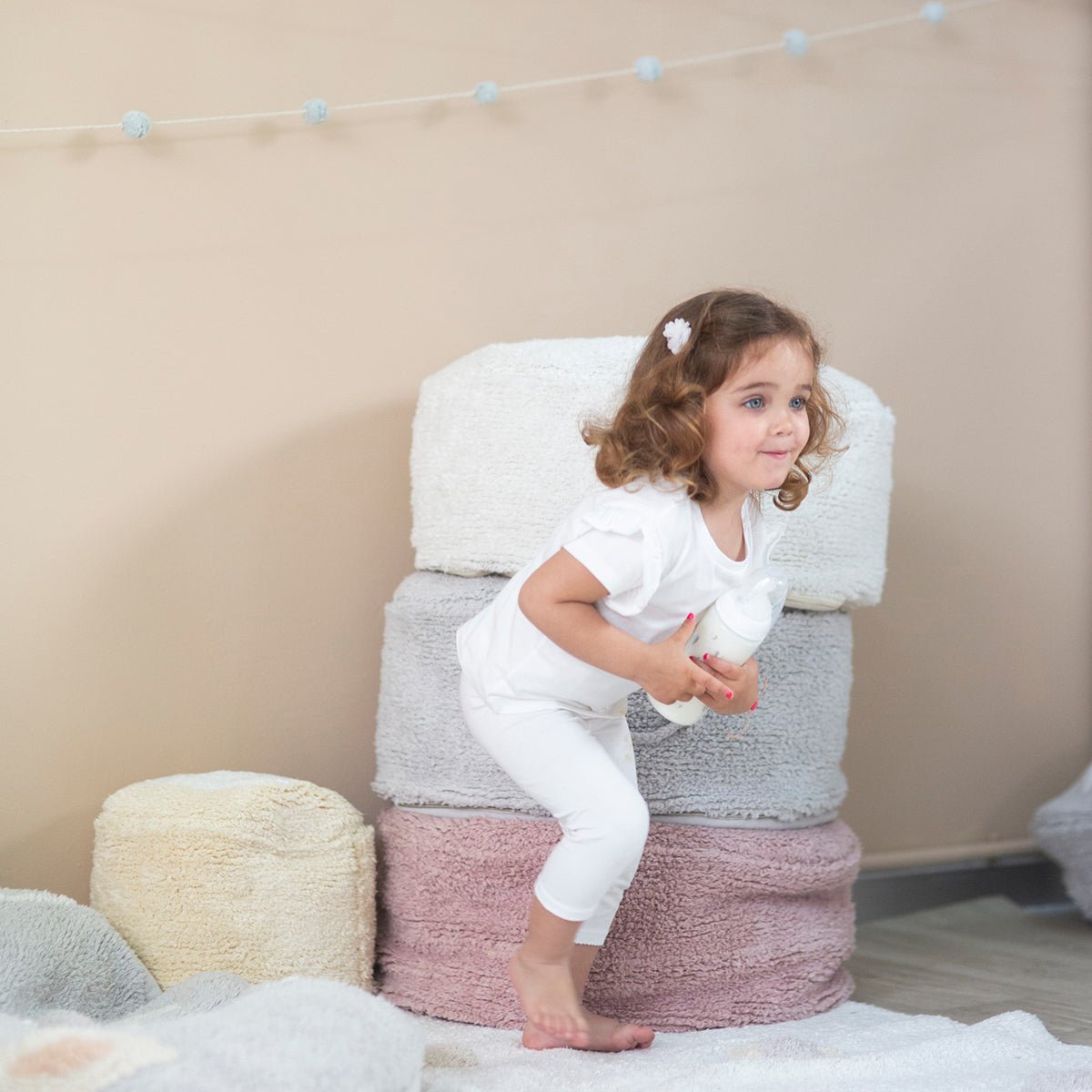 Lorena Canals Pouf CHILL creme | Ø50x20cm - Sir Henrys