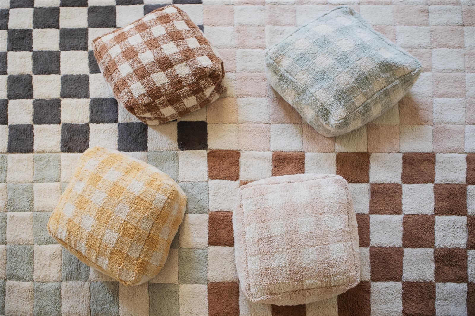 Lorena Canals Pouf VICHY Blau Salbei | 20x40cm - Sir Henrys