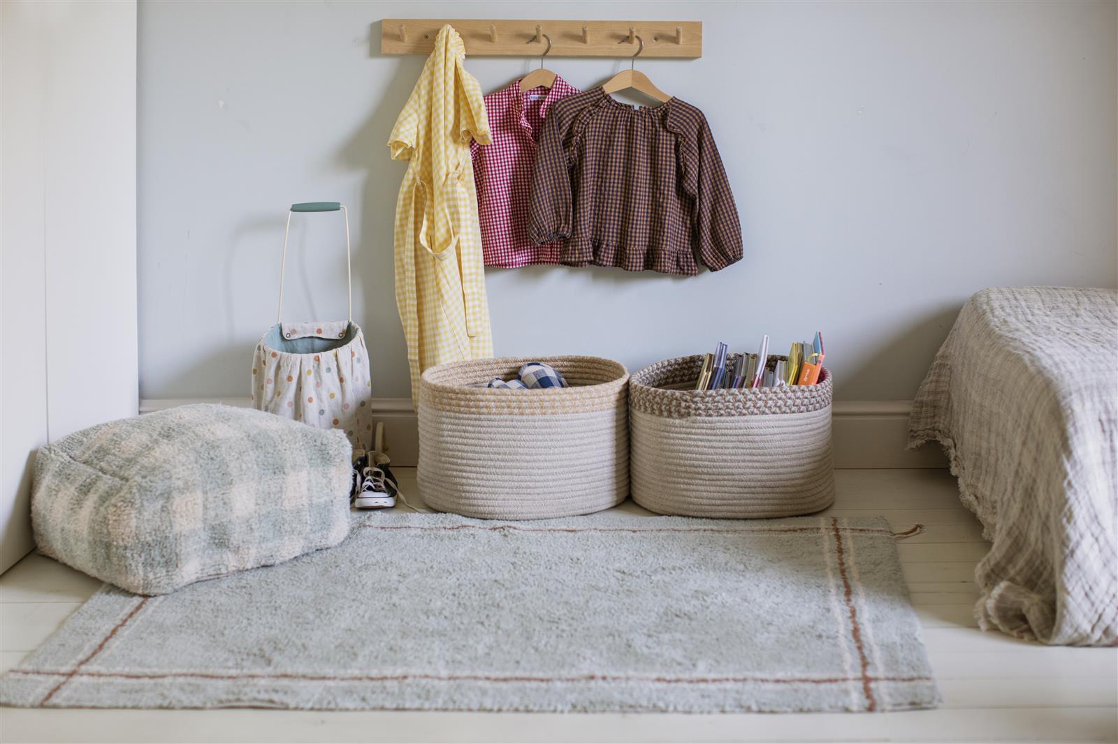 Lorena Canals Pouf VICHY Blau Salbei | 20x40cm - Sir Henrys