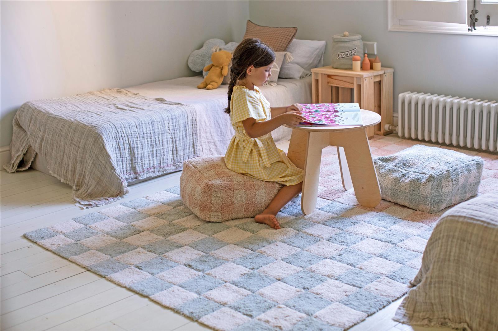 Lorena Canals Pouf VICHY Blau Salbei | 20x40cm - Sir Henrys