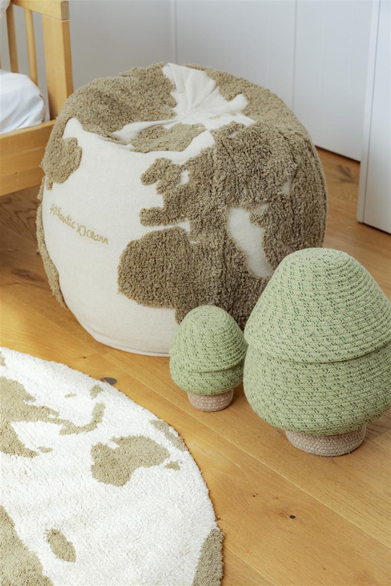 Lorena Canals Pouf WELTKARTE Teppich recycelt | 45x50cm - Sir Henrys