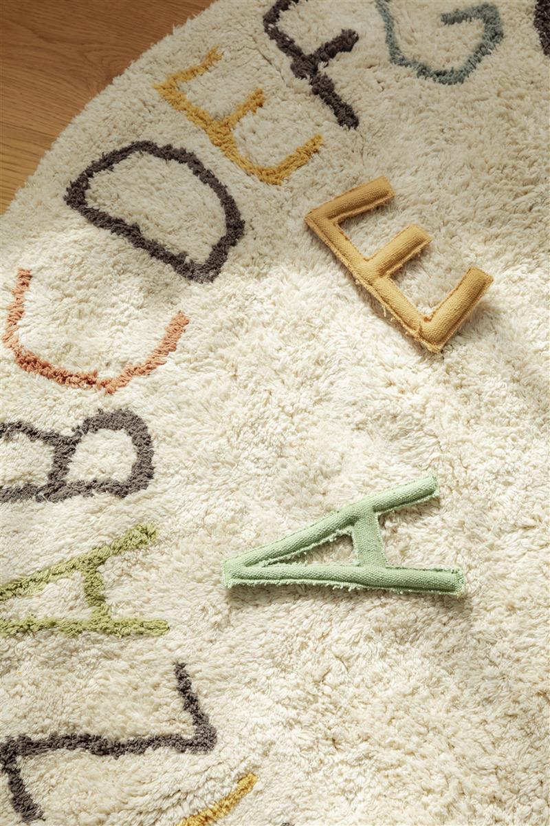 Lorena Canals waschbarer Spielteppich ABC Farben und Buchstaben | 120x120cm - Sir Henrys