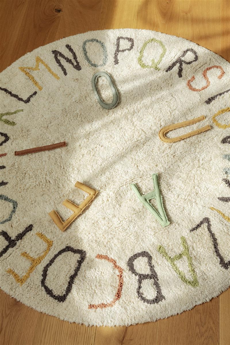 Lorena Canals waschbarer Spielteppich ABC Farben und Buchstaben | 120x120cm - Sir Henrys