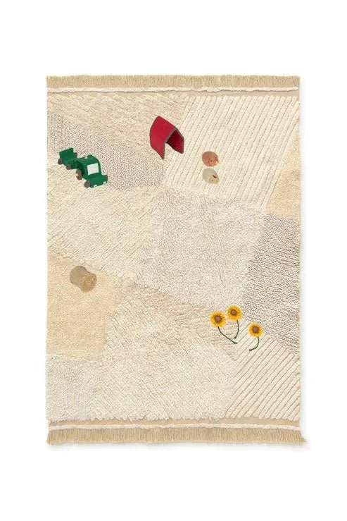 Lorena Canals waschbarer Spielteppich Bauernhof-Felder natur | 170x120cm - Sir Henrys