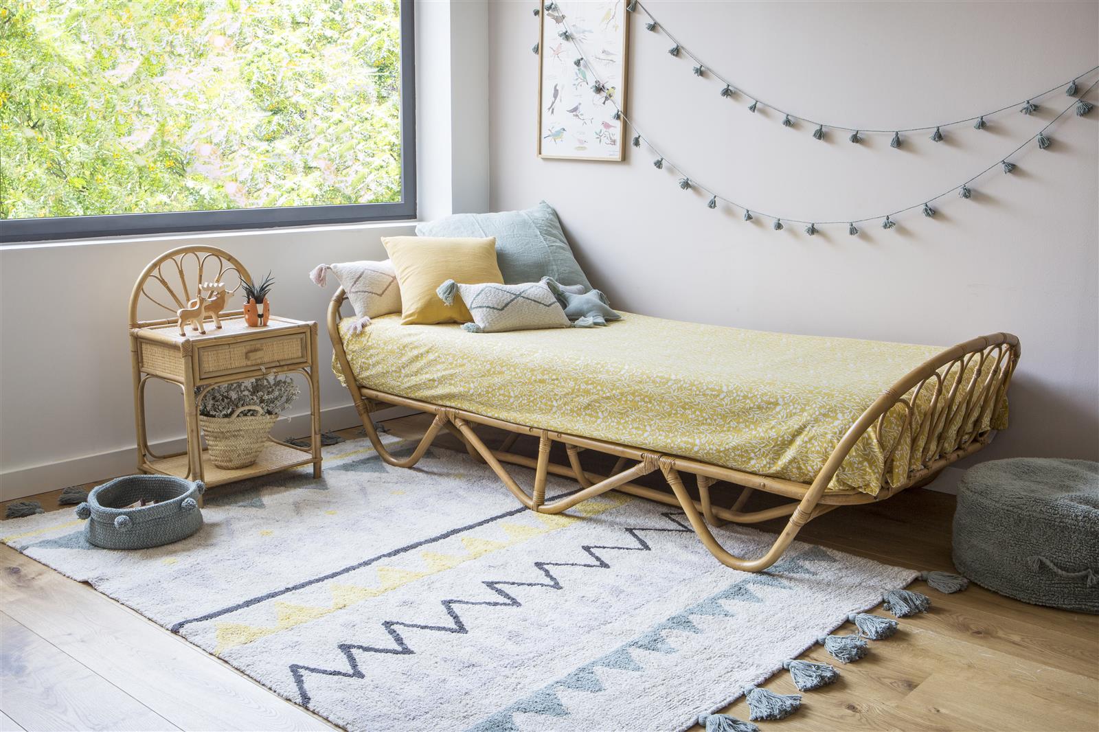Lorena Canals waschbarer Teppich AZTECA vintage blau | 200x140cm - Sir Henrys