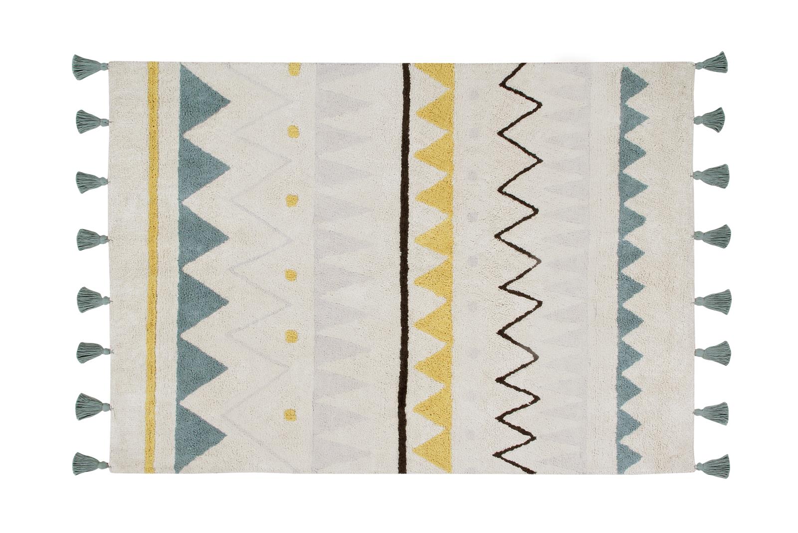 Lorena Canals waschbarer Teppich AZTECA vintage blau | 200x140cm - Sir Henrys