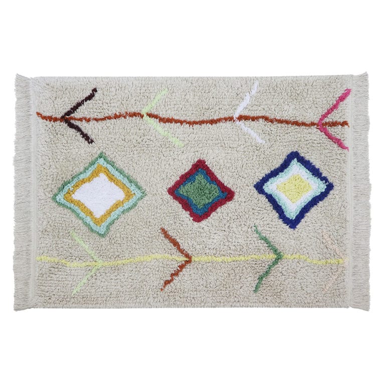Lorena Canals waschbarer Teppich KAAROL natur bunt | 200x140cm | 200x140x0cm - Sir Henrys