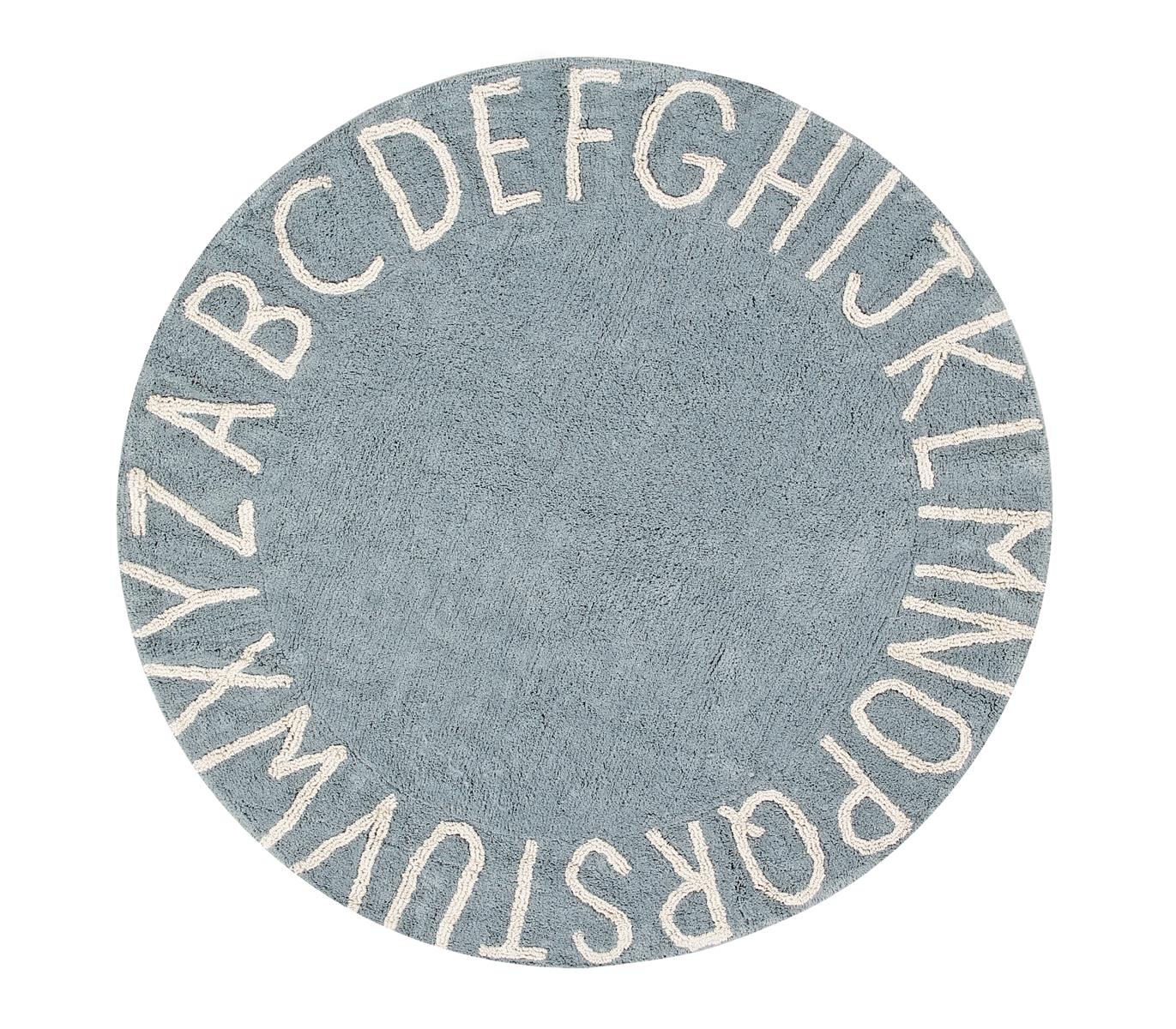 Lorena Canals waschbarer Teppich ROUND ABC vintage blue | 150x150cm - Sir Henrys