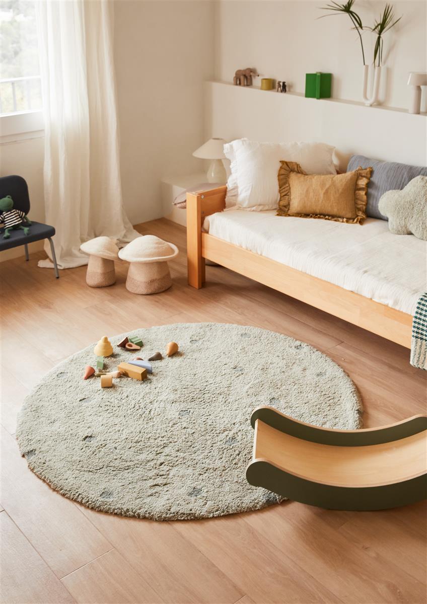 Lorena Canals waschbarer Teppich ROUND DOT Blau Salbei | 140x140cm - Sir Henrys
