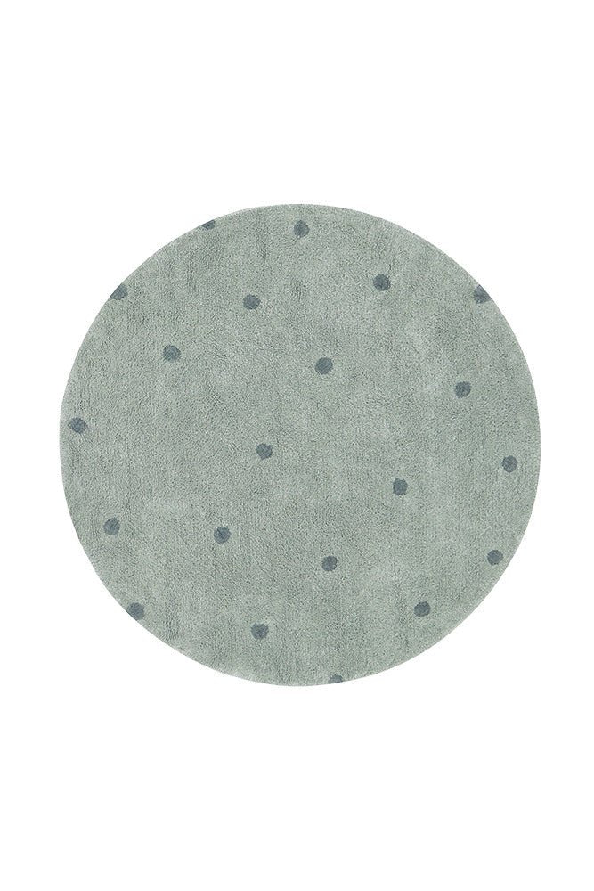 Lorena Canals waschbarer Teppich ROUND DOT Blau Salbei | 140x140cm - Sir Henrys