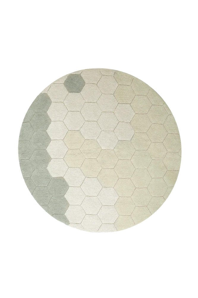 Lorena Canals waschbarer Teppich ROUND HONEYCOMB Blau Salbei | 140x140cm - Sir Henrys