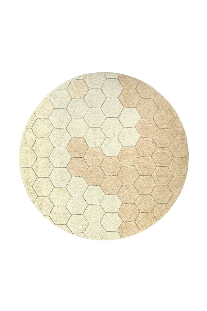 Lorena Canals waschbarer Teppich ROUND HONEYCOMB Gold | 140x140cm - Sir Henrys