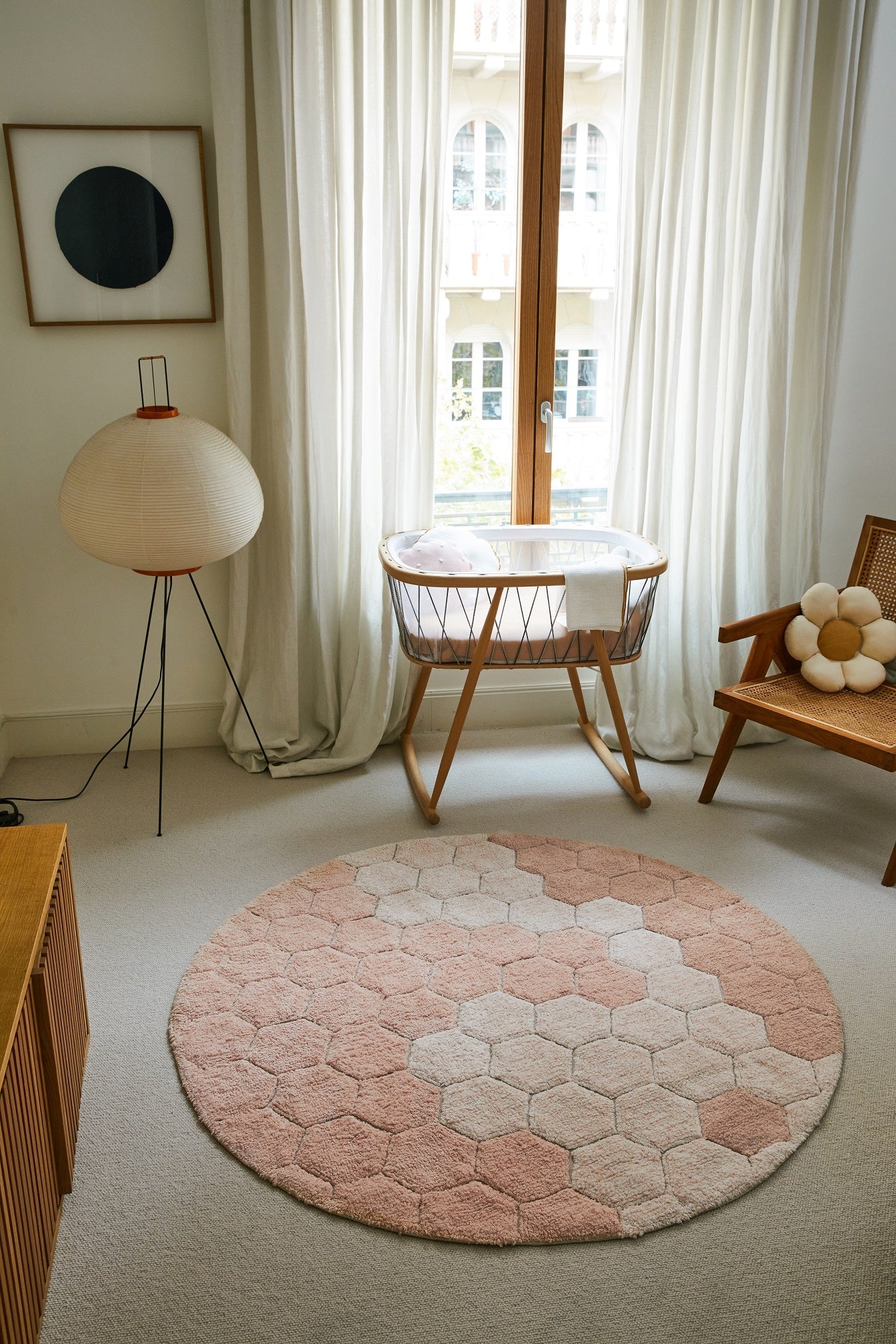 Lorena Canals waschbarer Teppich ROUND HONEYCOMB Rose | 140x140cm - Sir Henrys