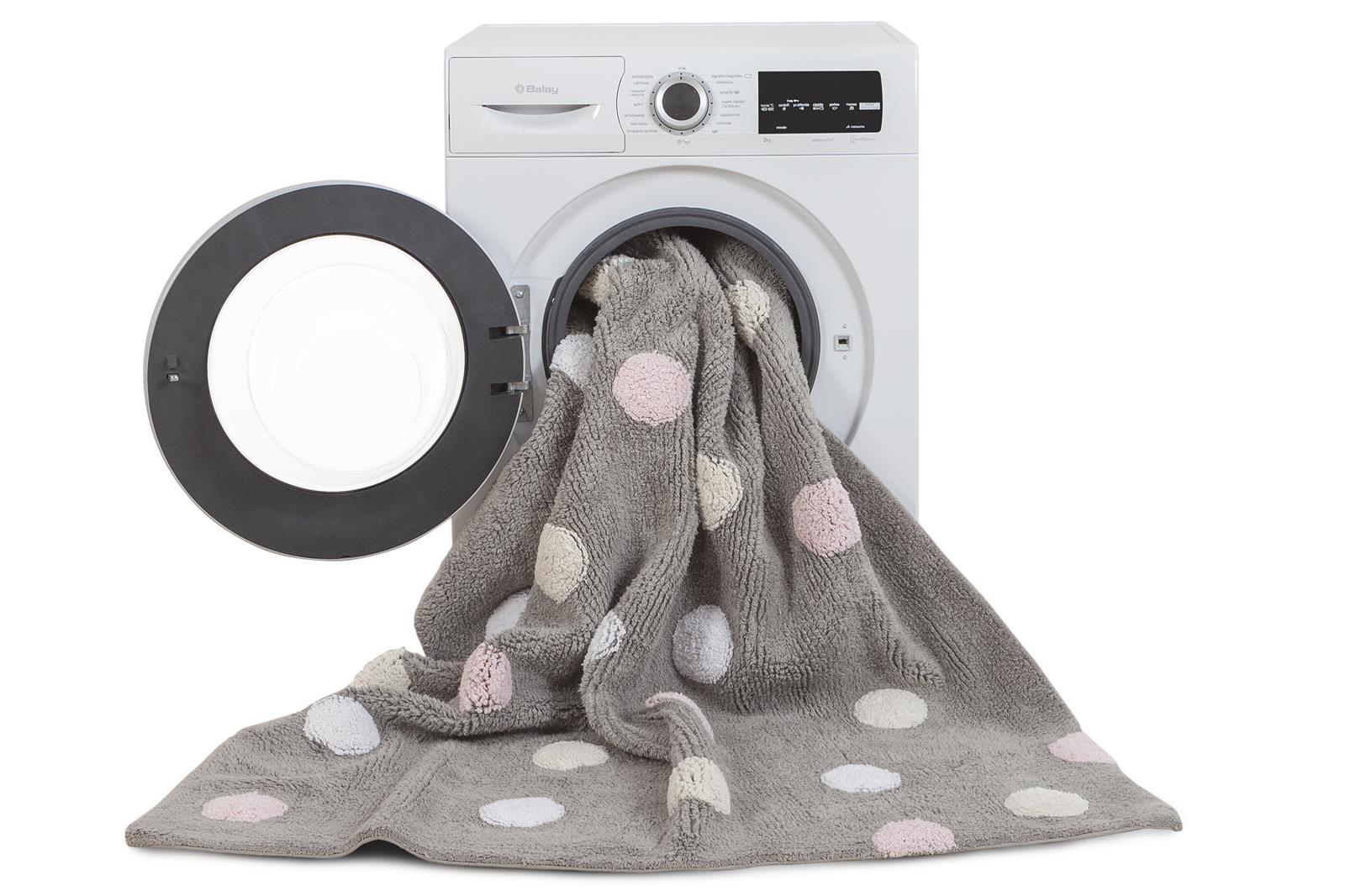 Lorena Canals waschbarer Teppich TRICOLOR POLKA DOTS grau | 160x120cm - Sir Henrys