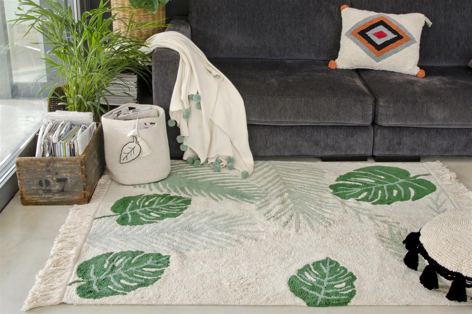 Lorena Canals waschbarer Teppich TROPICAL grün | 200x140 cm - Sir Henrys