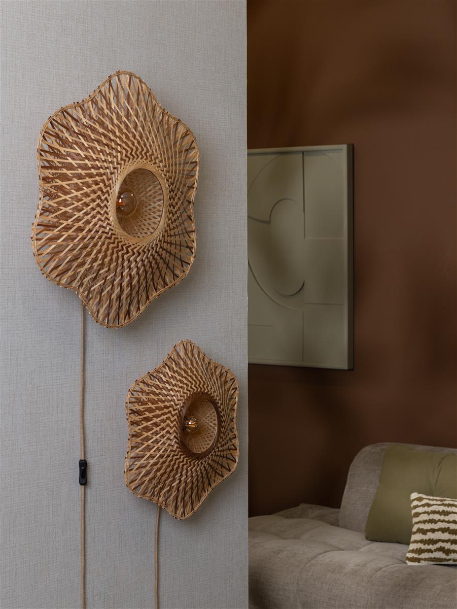 Good&Mojo Wandleuchte MADURA natur/braun | 44x44x44cm