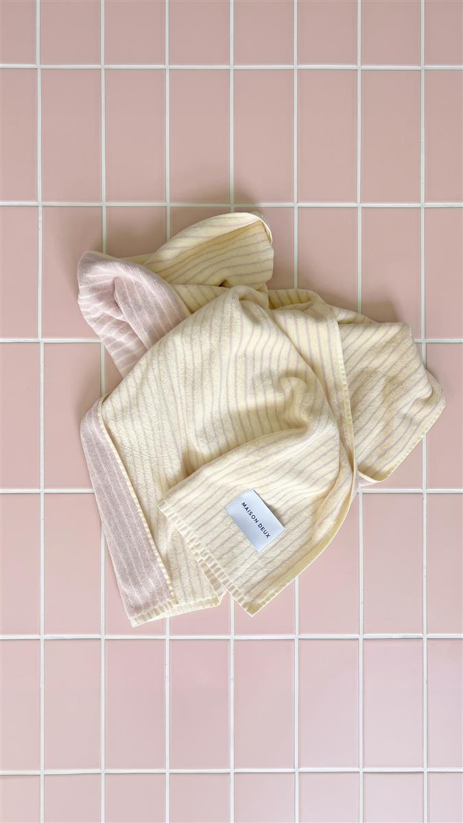 Maison Deux Badetuch STRIPES COLOR Butter Yellow Pink | 140x70cm - Sir Henrys