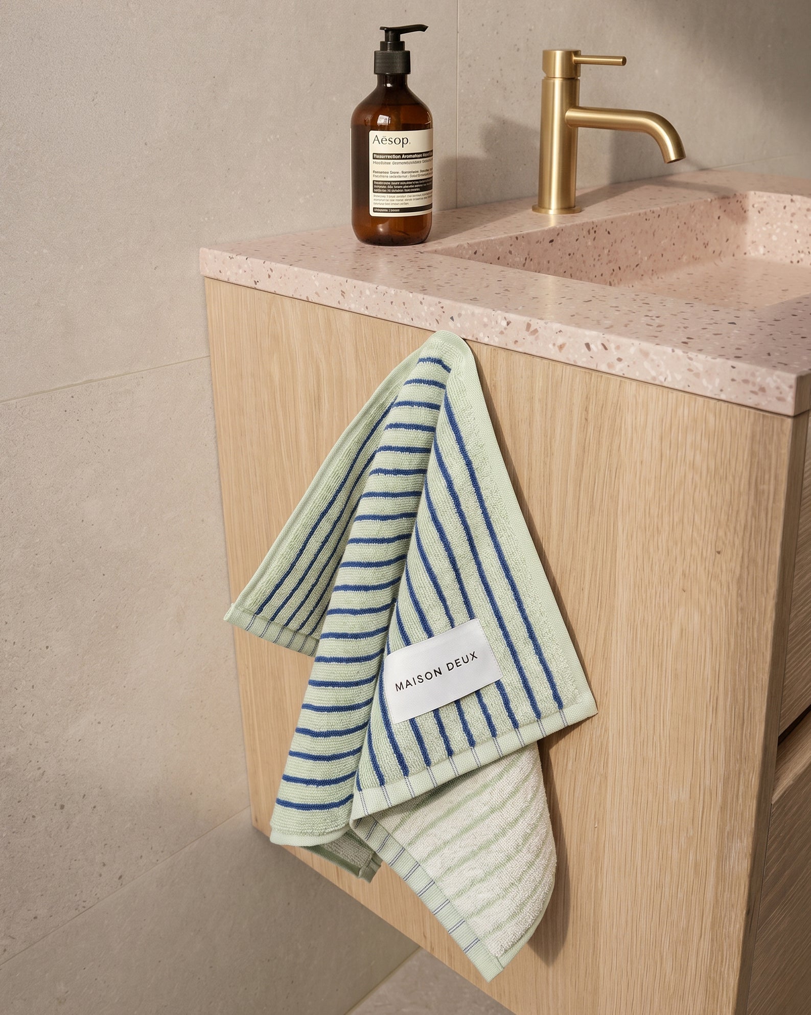 Maison Deux Gästehandtuch STRIPES COLOR Sage Cobalt Blue | 50x30cm - Sir Henrys