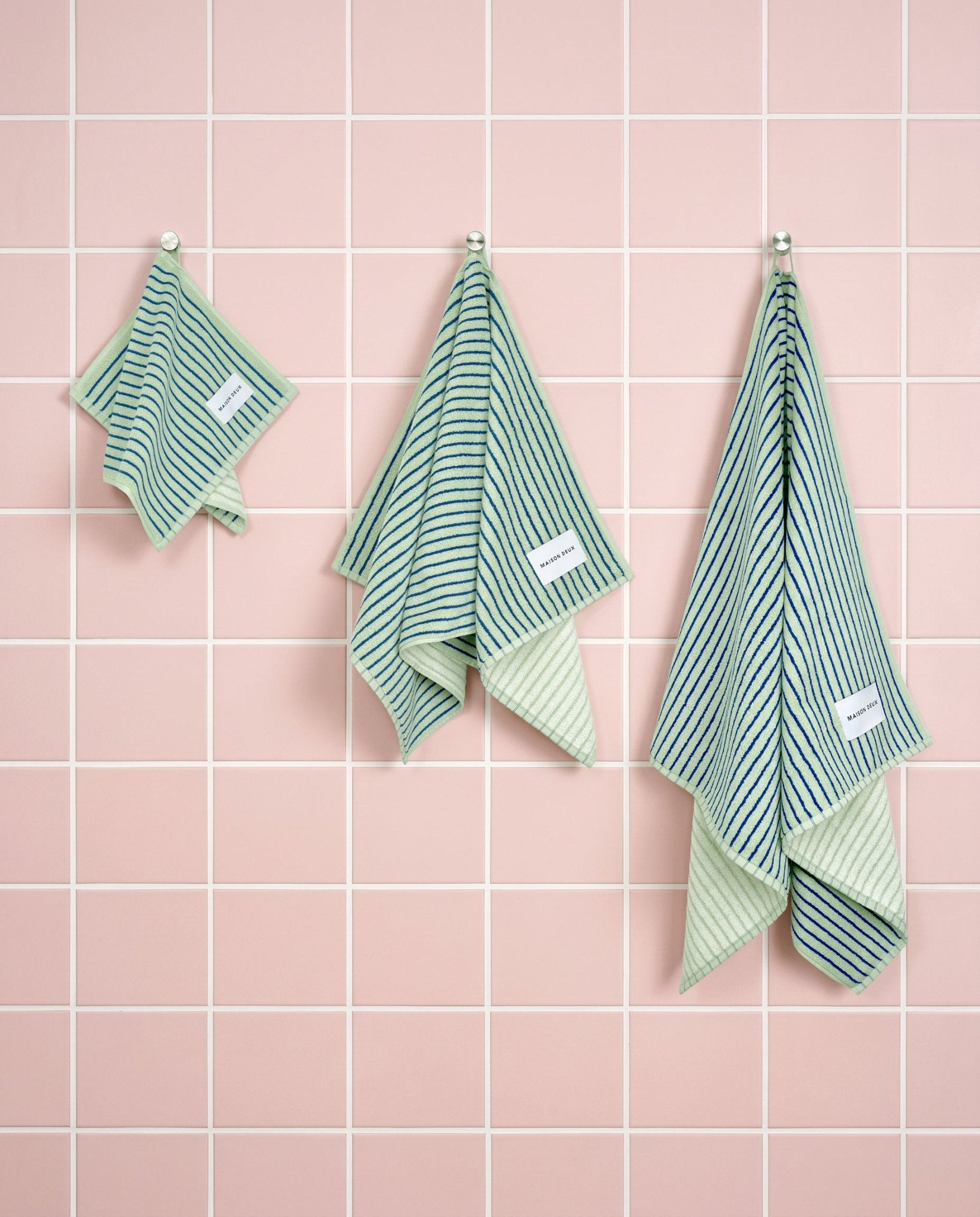 Maison Deux Strandtuch STRIPES COLOR Sage Cobalt Blue | 180x90cm - Sir Henrys