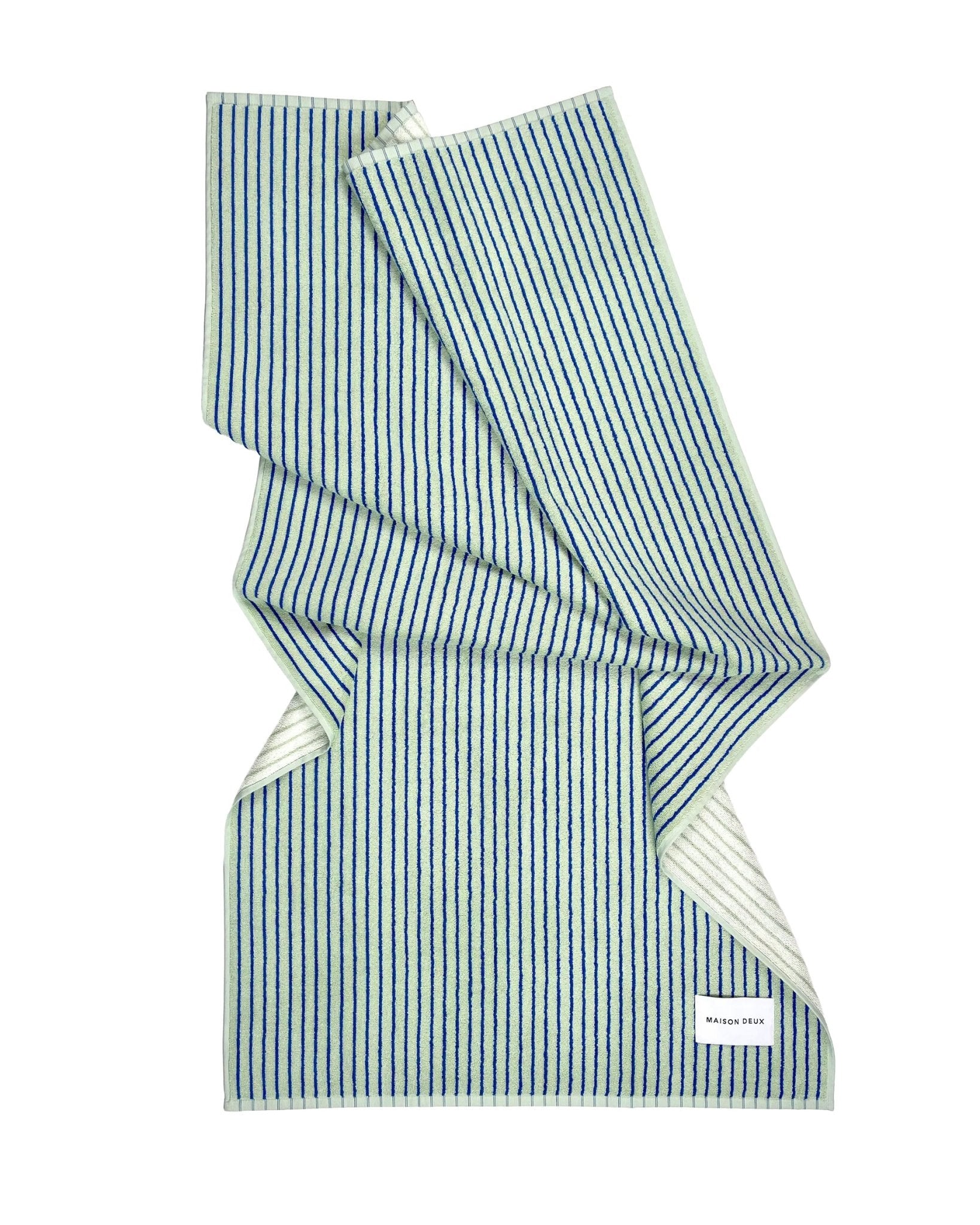 Maison Deux Strandtuch STRIPES COLOR Sage Cobalt Blue | 180x90cm - Sir Henrys