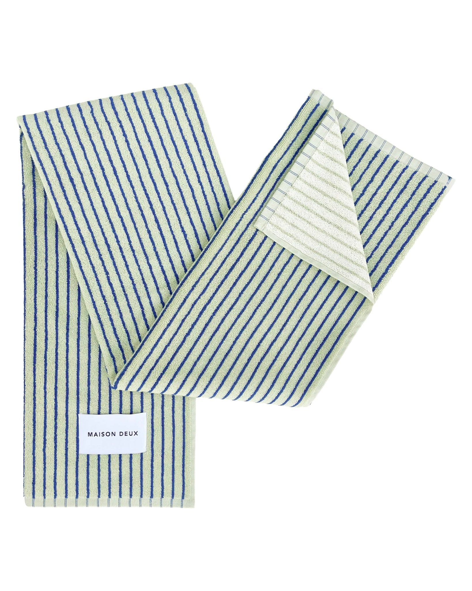 Maison Deux Strandtuch STRIPES COLOR Sage Cobalt Blue | 180x90cm - Sir Henrys