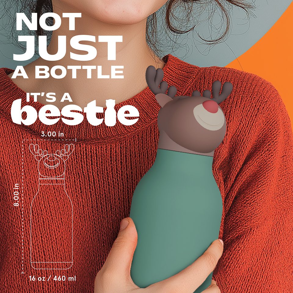 Asobu® Kindertrinkflasche BESTIE mit Strohhalm 460ml - RENTIER