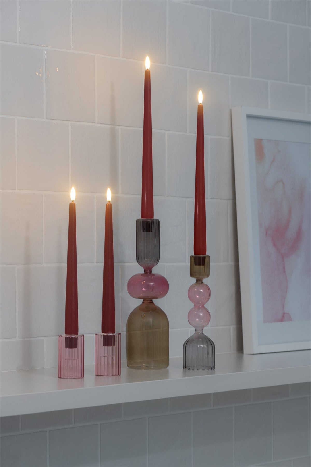 Moods & More Kerzenhalter LIMA VINTAGE ROSE 2er Set rosa | Ø 4,5x7,5cm