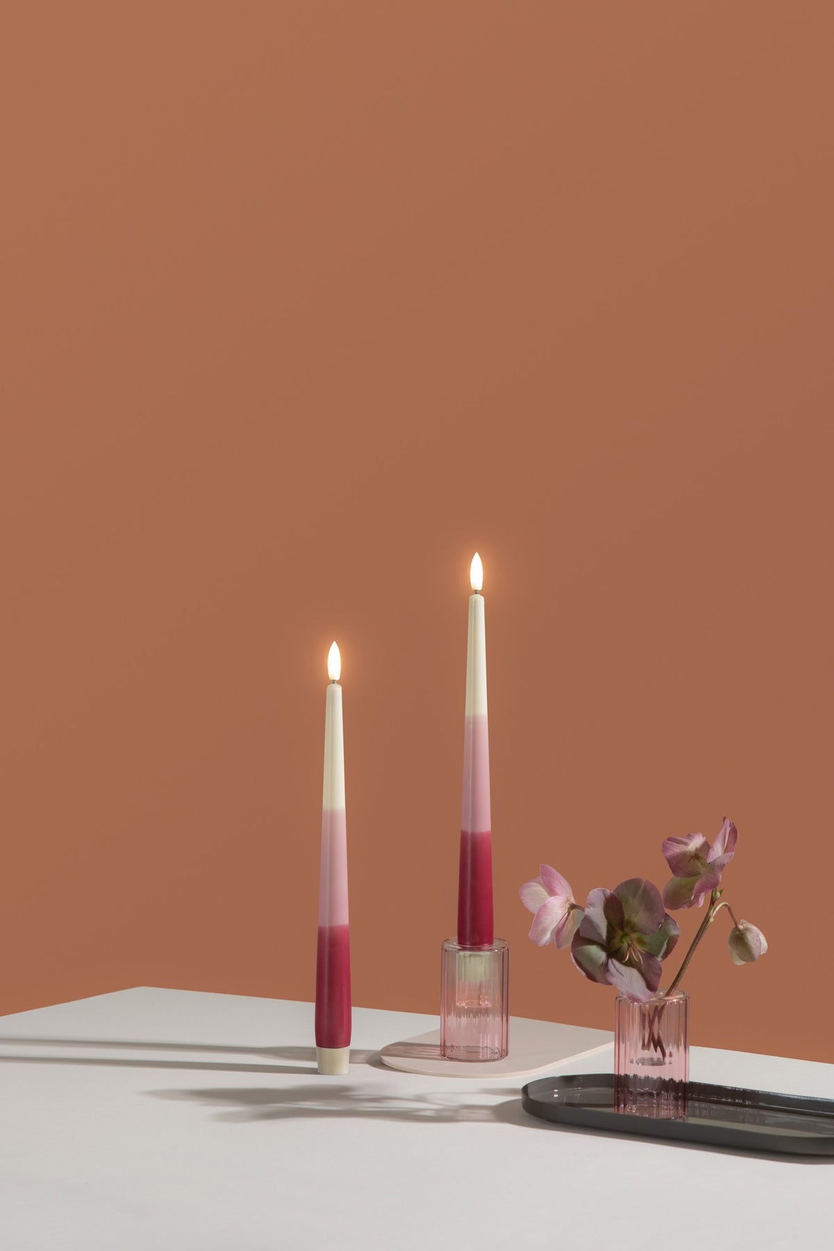 Moods & More Kerzenhalter LIMA VINTAGE ROSE 2er Set rosa | Ø 4,5x7,5cm
