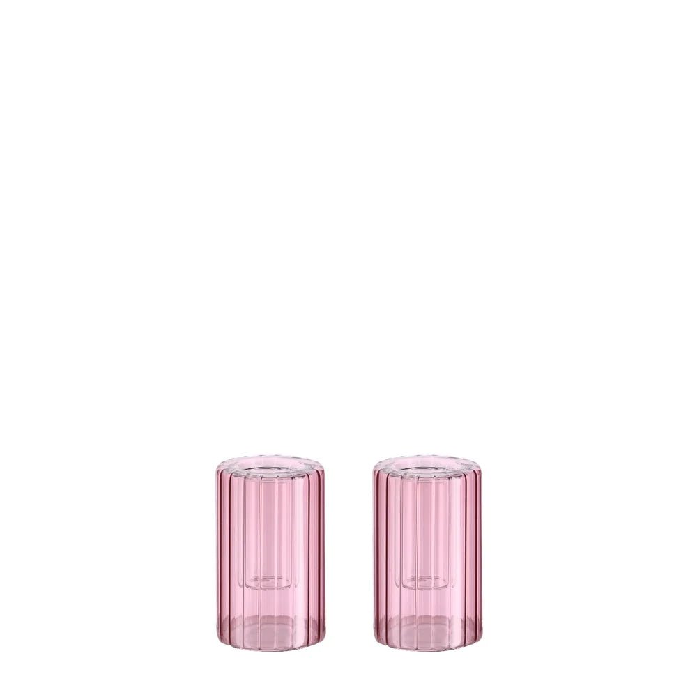 Moods & More Kerzenhalter LIMA VINTAGE ROSE 2er Set rosa | Ø 4,5x7,5cm - Sir Henrys