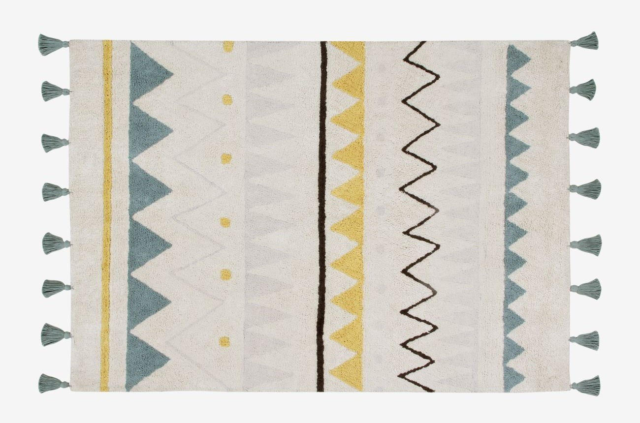 Lorena Canals waschbarer Teppich AZTECA vintage blau | 160x120cm | 160x120x0cm