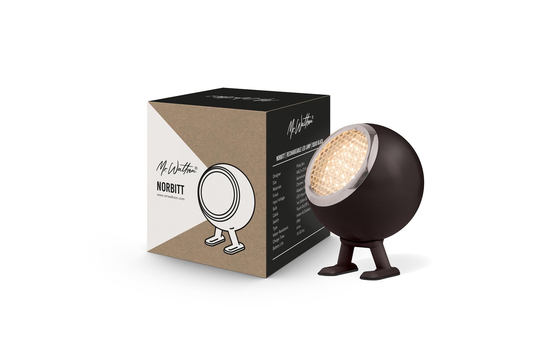 Mr. Wattson AKKU LED Leuchte NORBITT 3.0 in/outdoor squid black schwarz