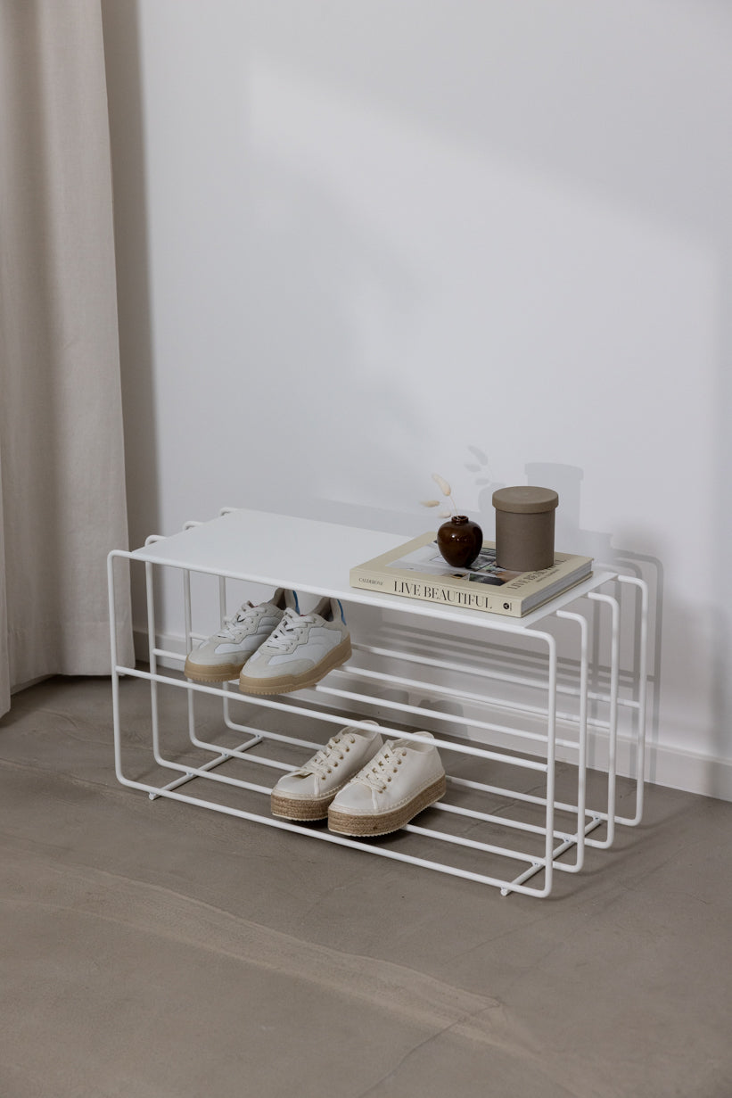 Metallbude Schuhregal NEVA - Weiß | 41x30x80cm