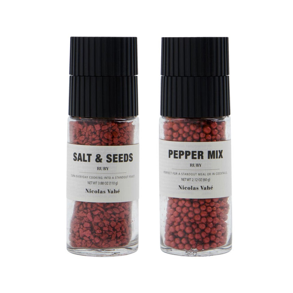Nicolas Vahé Geschenkbox RUBY SALT & SEEDS + PEPPER MIX 2er Set Gewürze | 110g + 60g