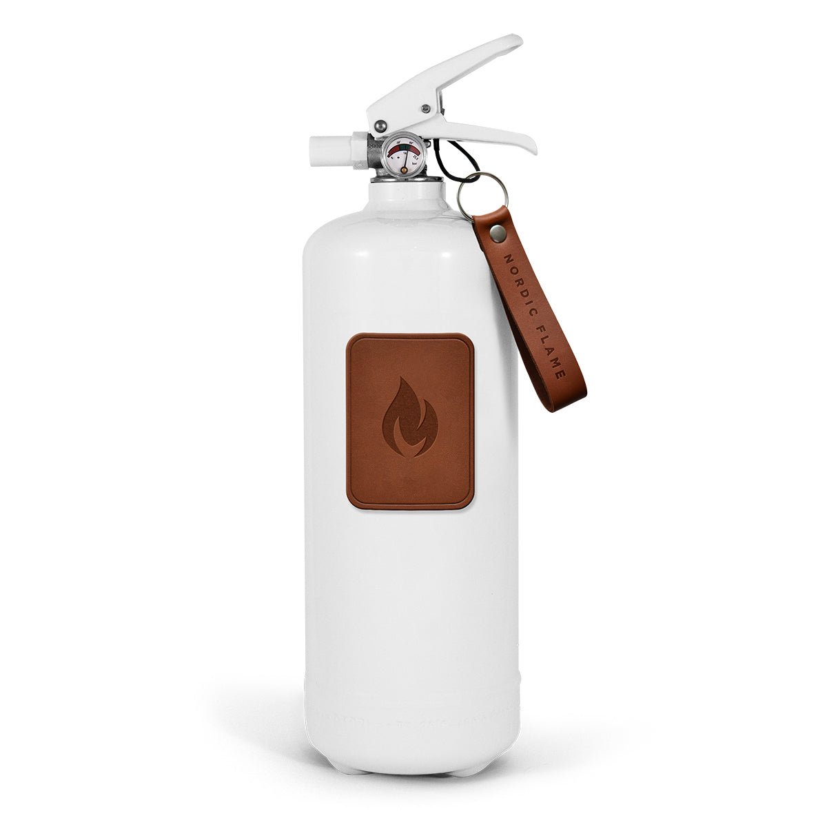 Nordic Flame Feuerlöscher LEATHER EDITION weiß Leder dunkelbraun 2kg - Sir Henrys