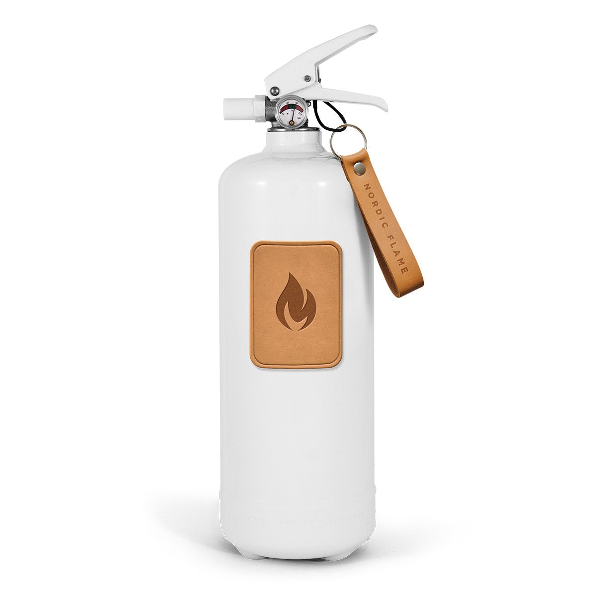 Nordic Flame Feuerlöscher LEATHER EDITION weiß Leder hellbraun 2kg - Sir Henrys